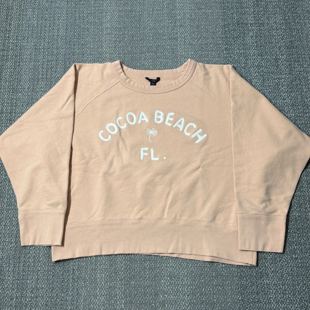 J. Crew Cocoa Beach Garment-Dyed Sweatshirt Peach Womens XL‎ Vintage Style